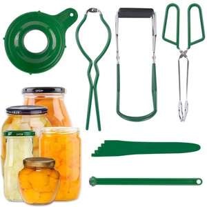 Conjunto de Ferramentas Multifuncional para Conservas, Kit de 6 Peças com Pinça Metálica para Levantar Frascos, Funil de Conservas Barato, Pinça para Frascos - Product Image 1