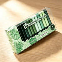Boîte d'emballage transparente en PET recyclable pour stylos aquarelle, design pliable avec plateau en papier et impression de logo personnalisée