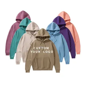 Custom Men's Hoodies 100% Cotton Blank Drop Shoulder Oversize Pullover Heavyweight Sweatshirt Hoodie For Men