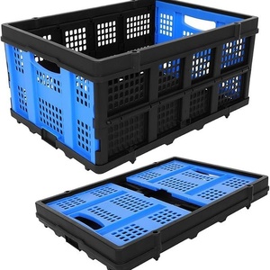 Carrito de Compras Plegable de Plástico con Cajas Azules, Diseño Multicapa, Carro de Transporte de Cuatro Ruedas para Uso en Supermercados - Product Image 2