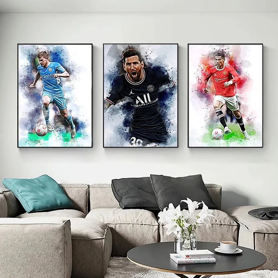 European Football Star Best Player Wall Art Prints Sport Posters Canvas Painting Living Room Decoration Wall Pictures Club Bar