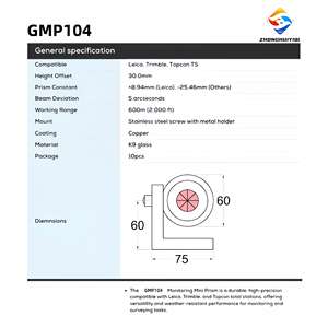 Mini L-Type BK7 Prisma De Vidro Óptico para Detecção De Deformação Do Túnel Do Metrô com Revestimento De Prata/Cobre Corpo De Alumínio Anodizado - Product Image 6