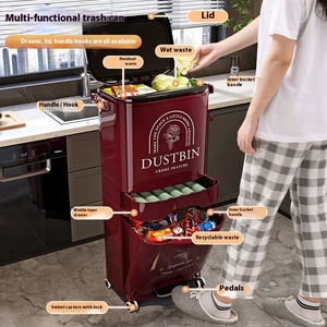 Nuovo Design facile da aprire pattumiera a doppio strato di grande capacità con coperchio di separazione a secco bagnato cestino della spazzatura da cucina - Product Image 2