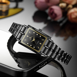 Montre à quartz carrée pour femme, en acier inoxydable, élégante, tendance, étanche, montre-bracelet de soirée - Product Image 6