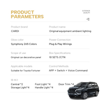 Éclairage d'ambiance pour poignée de porte OEM, pour une expérience visuelle agréable à l'intérieur de la cabine, système d'éclairage intérieur pour Toyota Fortuner, 12V