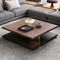 Nouvelles tables basses carrées 2026 pour salon, ensemble de tables basses en métal noir et doré pour mobilier de salon