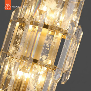 Lampe murale de luxe en acier inoxydable et cristal minéral, lampes en cristal pour hôtel, villa, hall d'entrée - Product Image 3