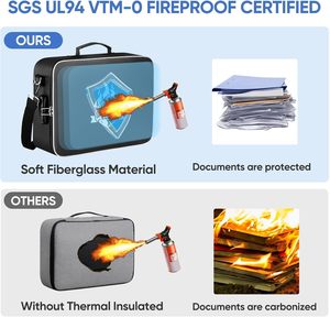 Portadocumenti portatile ignifugo scatola di File impermeabile 15 ''x 11'' x 4 ''sacchetto di File nero per l'organizzazione di importanti documenti - Product Image 6