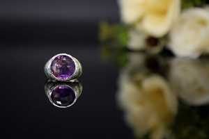 Bague en argent sterling 925 pour femme, améthyste, pierres précieuses naturelles, bijoux faits à la main, minimaliste, simple, classique, bague en pierre naturelle - Product Image 4