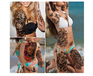 <span class=keywords><strong>Tatuajes</strong></span> Temporales Impermeables de Calavera de Flores Grandes <span class=keywords><strong>para</strong></span> Mujeres y Niñas Tatuaje Temporal Realista de Tigre, Lobo y Pájaro - Product Image 5