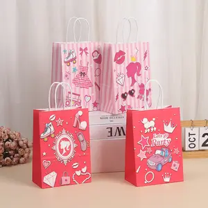 Cute Bar-bie Theme Tote Bag Wholesale Princess Party Kraft Paper Bag Clothing Shopping Candy Bag Decoration