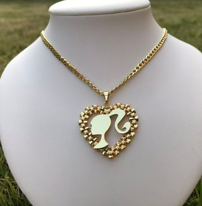 Personalizado de acero inoxidable chapado en oro Pepita Rollie corazón marco dibujos animados colgante collar personalizado moda cadena joyería regalo - Product Image 3