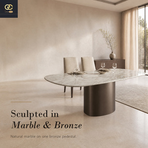 Table <span class=keywords><strong>à</strong></span> manger en marbre italien de style luxueux pour villa et restaurant, mobilier au style épuré, table <span class=keywords><strong>à</strong></span> manger moderne - Product Image 1