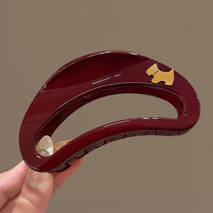 Pince à cheveux coréenne ovale creuse en plastique couleur unie, style nuage, pour femme - Product Image 6