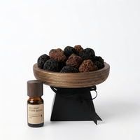 Diffuseur d'huiles essentielles moderne en béton et bois avec pierre de lave volcanique – Ensemble d'aromathérapie pour la décoration intérieure