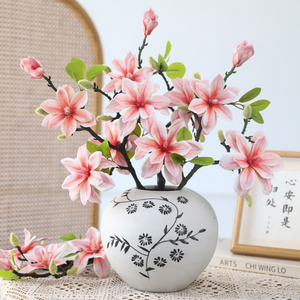 Decorazione di Lusso per Soggiorno, Fiore Artificiale di Magnolia a Quattro Teste in Seta e Plastica, Stile Cinese Moderno <span class=keywords><strong>Nora</strong></span> Little West Lake - Product Image 2
