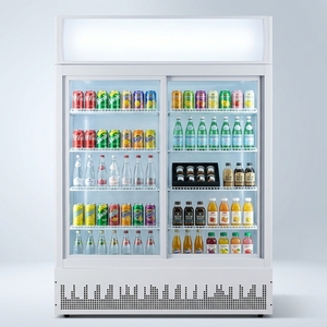 Réfrigérateur commercial de qualité supérieure avec porte coulissante automatique, refroidisseur de boissons, vitrine réfrigérée avec portes vitrées à fermeture automatique et éclairage LED - Product Image 1