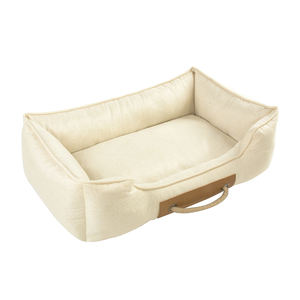 Venta caliente al por mayor colores personalizados y tamaño logotipo cuadrado de lujo cómodo barato cama de lino de imitación para perros ayuda con dormir - Product Image 2