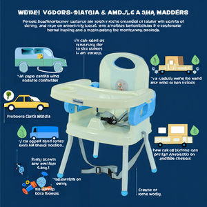 Chaise haute bébé moderne en plastique 0-12 mois, chaise rehausseur portable de voyage avec plateau, haute qualité pour l'alimentation - Product Image 3