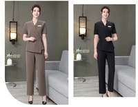 Tenue de travail industrielle de sécurité pour salon de beauté, uniforme haut de gamme pour réceptionniste de spa, en polyester respirant, avec logo personnalisé, protection intégrée