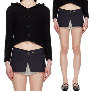 YY Minifalda de verano informal de sarga de algodón azul marino Desmontable Crepé Estilo corto Underlay Navy Layered Boxer Shorts Cintura lavada - Product Image 2