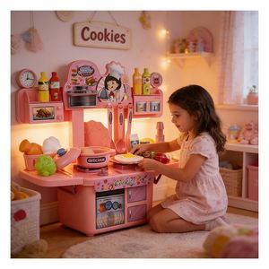 Kids Cooking Kitchen Toy <b>Bench</b> Sink Burner Cupboard Rack Utensils Skill Practice Creative Thinking Home Recreation - Product Image 3