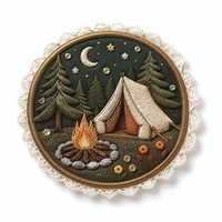 Patch brodé 3D rond en relief avec sequins et dentelle, thermocollant, accessoire vestimentaire, badge personnalisé
