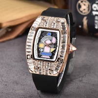 Montre-bracelet à quartz pour femme, style européen, avec cadran carré à deux brins et entièrement sertie de diamants