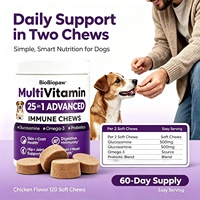 Complément multivitaminé 25-en-1 pour chiens sous forme de bouchées molles avec glucosamine, chondroïtine, MSM, oméga-3 et probiotiques pour la peau, le pelage, la digestion et le soutien immunitaire