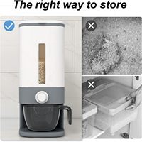 Distributeur de riz de 25 lbs grand conteneur de stockage de grains avec couvercle cylindre étanche à l'humidité seau distributeur de céréales domestique