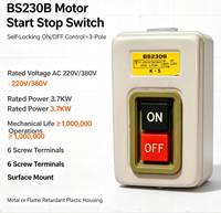 Sakelar Tombol Tekan Daya BS230B 3P 3.7KW 380V AC 10A Sakelar Start Stop Motor Pengunci Otomatis Tombol On Off Berbahan Logam