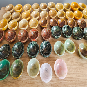 ชามหินกึ่งมีค่ารูปวงรีสีเทาขัดเงา งานฝีมือคริสตัลธรรมชาติสำหรับตกแต่งบ้าน - Product Image 5
