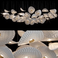 Lampes suspendues hautes contemporaines Lustre en céramique blanche Lumière Art créatif Flocon avec lustre doré pour projet de maison Hôtel