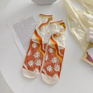 Summer Women Mid Calf High Tube Lace Mesh <b>Socks</b> Breathable Thin Glass Silk Crystal <b>Sock</b> - Product Image 4