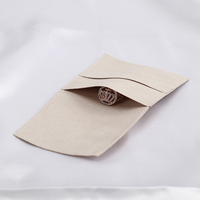 Pochette d'emballage pour bijoux en microfibre avec rabat d'enveloppe, impression de logo personnalisé, pour collier et boucles d'oreilles