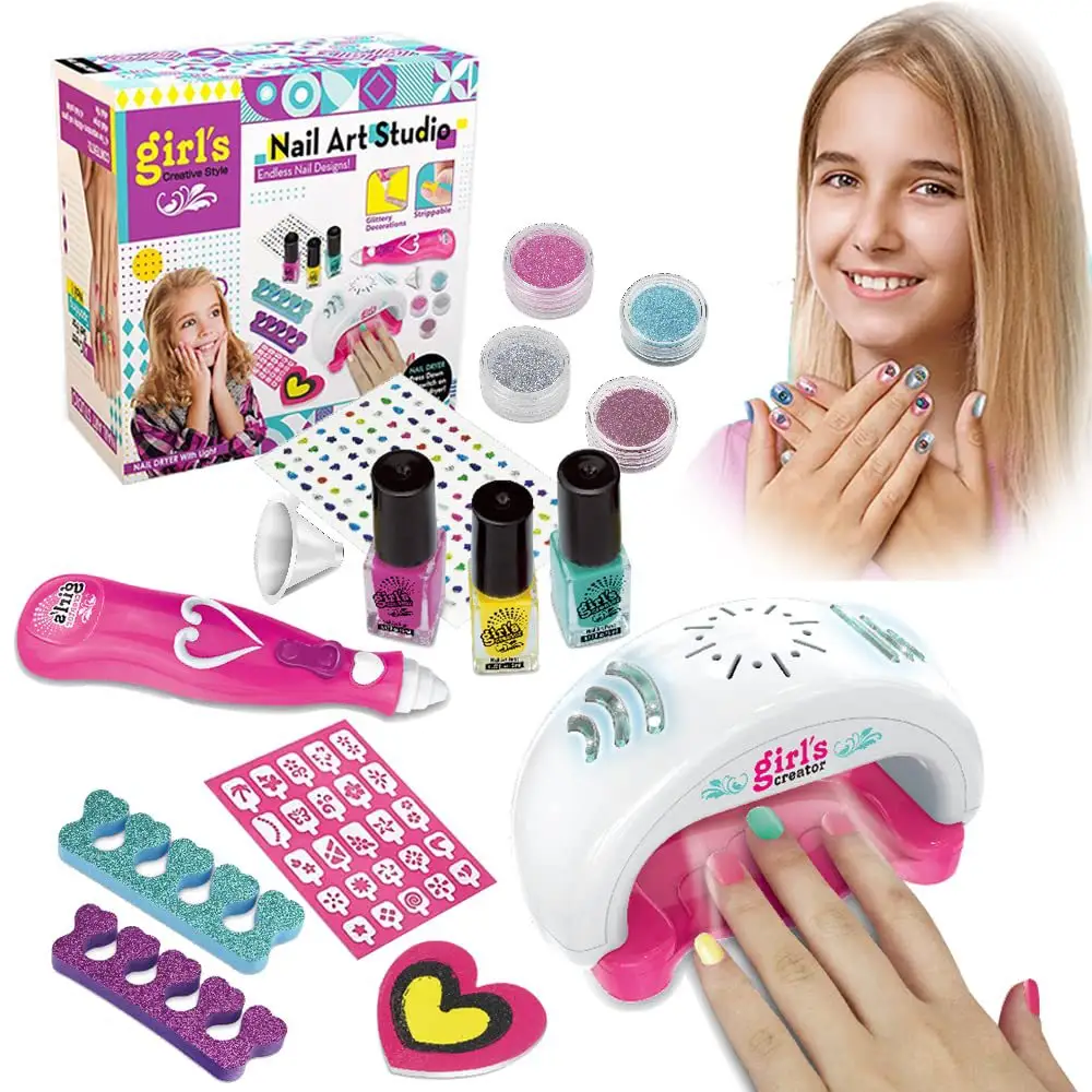 Buena venta de juegos de maquillaje para niños juguetes de Arte de uñas para niños máquina de uñas eléctrica kit de maquillaje juguetes para niñas