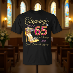 Camiseta para celebrar mi 65.º cumpleaños con la gracia y la misericordia de Dios - Product Image 3