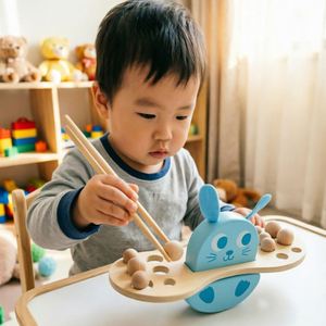 Nouveau design spécial : Jouet d'activités créatif et amusant en forme de lapin, avec perles en bois naturel et jeu de blocs d'équilibre - Product Image 2