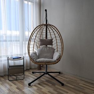 Patio Swing Porch Balcony Outdoor Hanging Rattan Double <strong>Egg</strong> Garden Patio Swing Hanging <strong>Chair</strong> <strong>Out</strong> <strong>Door</strong> Indoor with Stand Parasol - Product Image 2