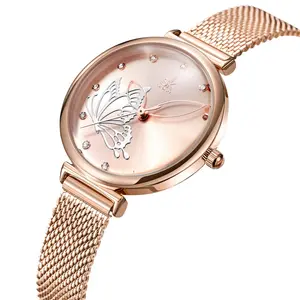 Watch Manufacturers In China Butterfly-Shaped Waterproof Custom Ladies Watches With Stainless Steel Mesh