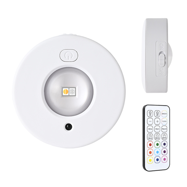 Modern Rechargeable LED Ice Ball Light RGB Cabinet Spotlight for Wardrobe White Self-Adhesive Wireless Remote Living Room