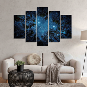 Impression sur toile Nuit étoilée : Décoration murale élégante avec ciel étoilé, lot de 5 toiles - Product Image 3