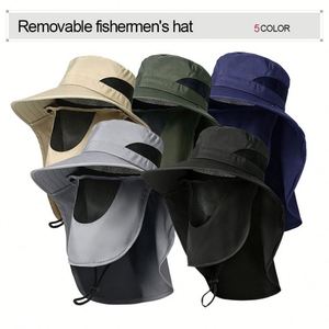 Customized logo 3D Embroidered with Neck Cover Adjustable Fisherman's <b>Hats</b> <b>Summer</b> UV Resistant Outdoor Work Fisherman Bucket <b>Hat</b> - Product Image 2