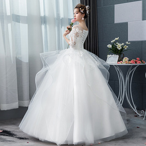 Abito da Sposa Bianco Vaporoso in Pizzo da Esterno Lungo per <span class=keywords><strong>Matrimonio</strong></span> Stile Coreano da Principessa Vestito da Sera - Product Image 2