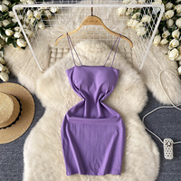 Robes d'été moulantes à bretelles fines avec soutien-gorge intégré, mini-robe extensible sans bretelles et dos nu pour femmes