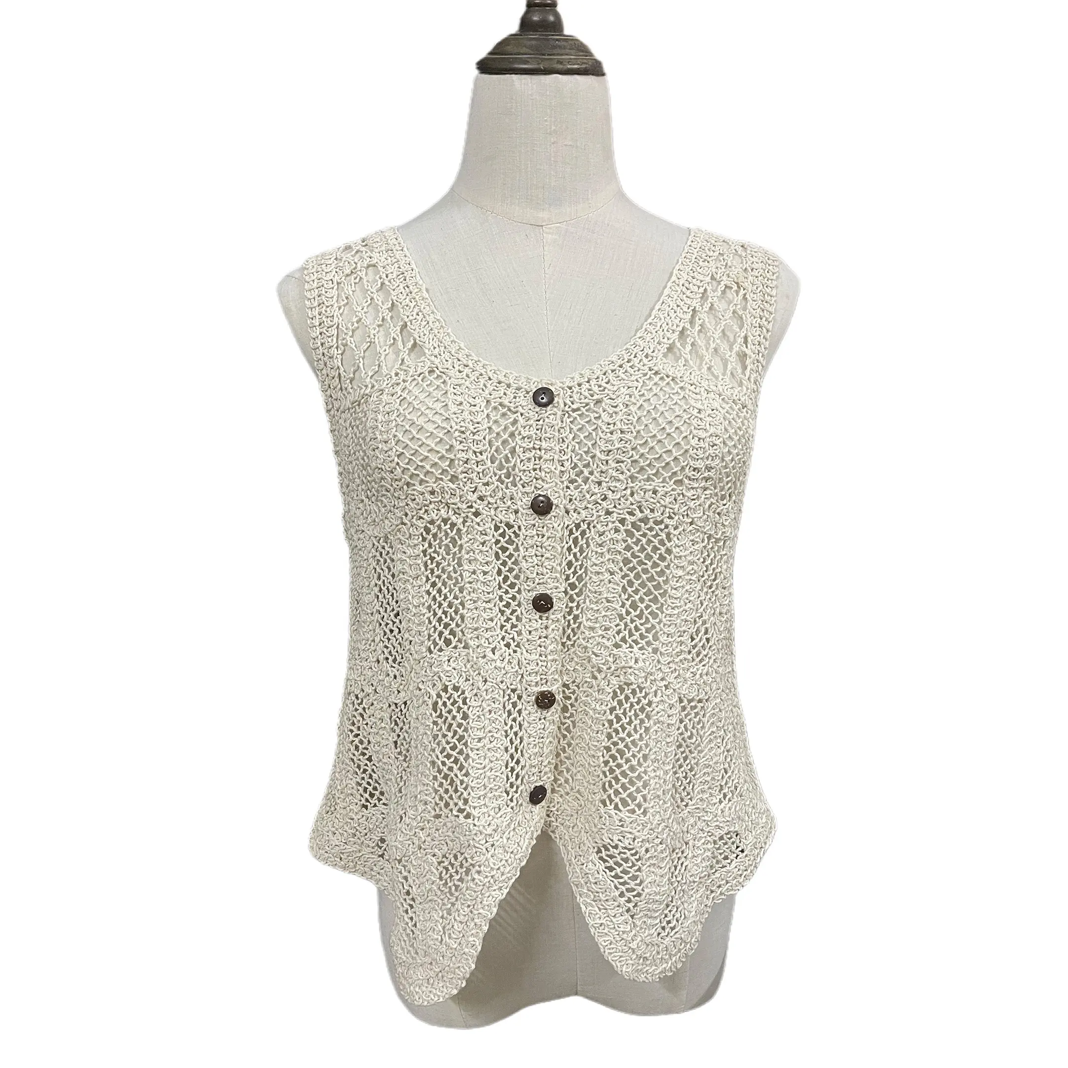 100%cotton Crochet Top Sleeveless Lace crochet knitting Hollow Out Fashion Crochet Blouse tank Tops for women