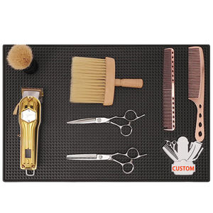 Tapis de travail antidérapant pour salon de coiffure avec logo personnalisé, protection de comptoir pour rangement d'outils de coiffure, en PVC et silicone. - Product Image 1