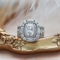 Bague de mariage personnalisée PST pour femme, GRA D VVS1, design de luxe, argent 925, moissanite taille coussin longue 2 carats