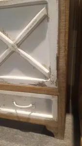 INNOVA Retro Solid <b>Wood</b> <b>Storage</b> Sideboard <b>Cabinet</b> for Living Room Rustic Antique Design with White Door Large Capacity - Product Image 5