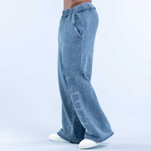 Pantalon de survêtement pour homme en molleton bouclé 100 % coton, coupe droite, ourlet brut, extensible dans les quatre sens, coupe oversize, séchage rapide, idéal pour l'hiver et la gym, avec logo personnalisé 2025 - Product Image 2